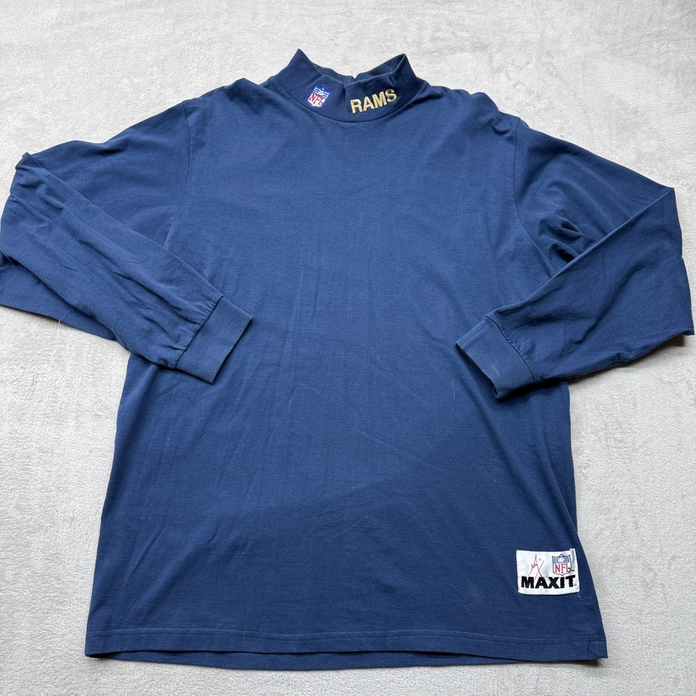 Vintage St. Louis Rams Turtleneck Shirt Mens XL Blue MAX It Football NFL Y2K